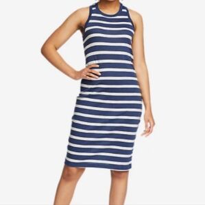 Eddie Bauer Striped Tank Dress Racerback Nautical Y2K Preppy Size M